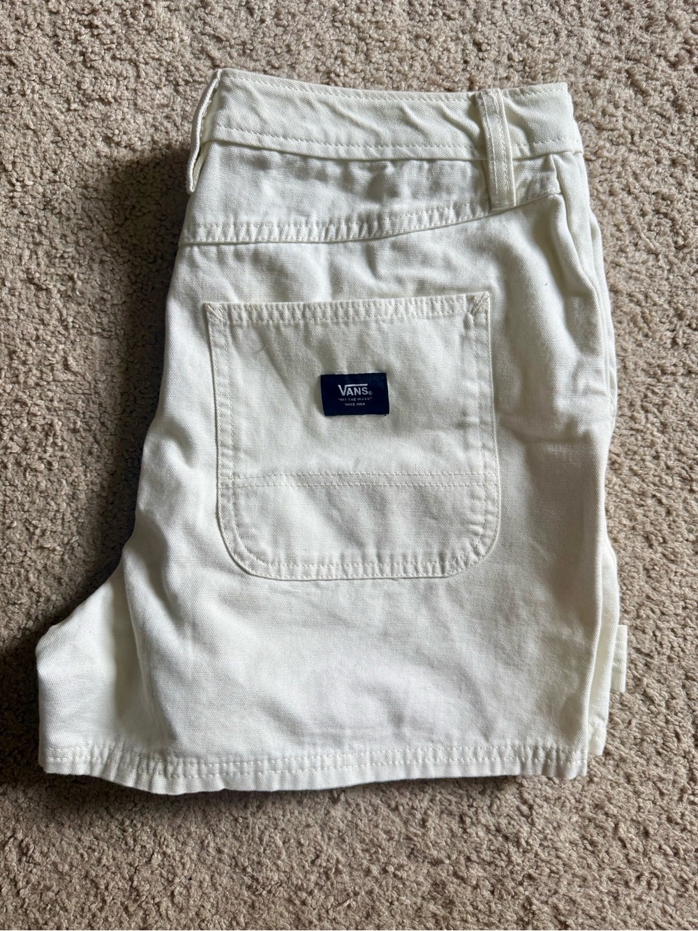 Vans Cream/White Jean Shorts with Back Patch Pocket